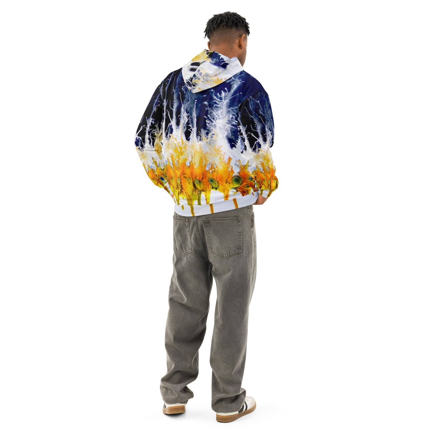 Hoodie, unisex and multicolor abstract and expressive streetwear Art Design by Paradiso og light High Quality back.