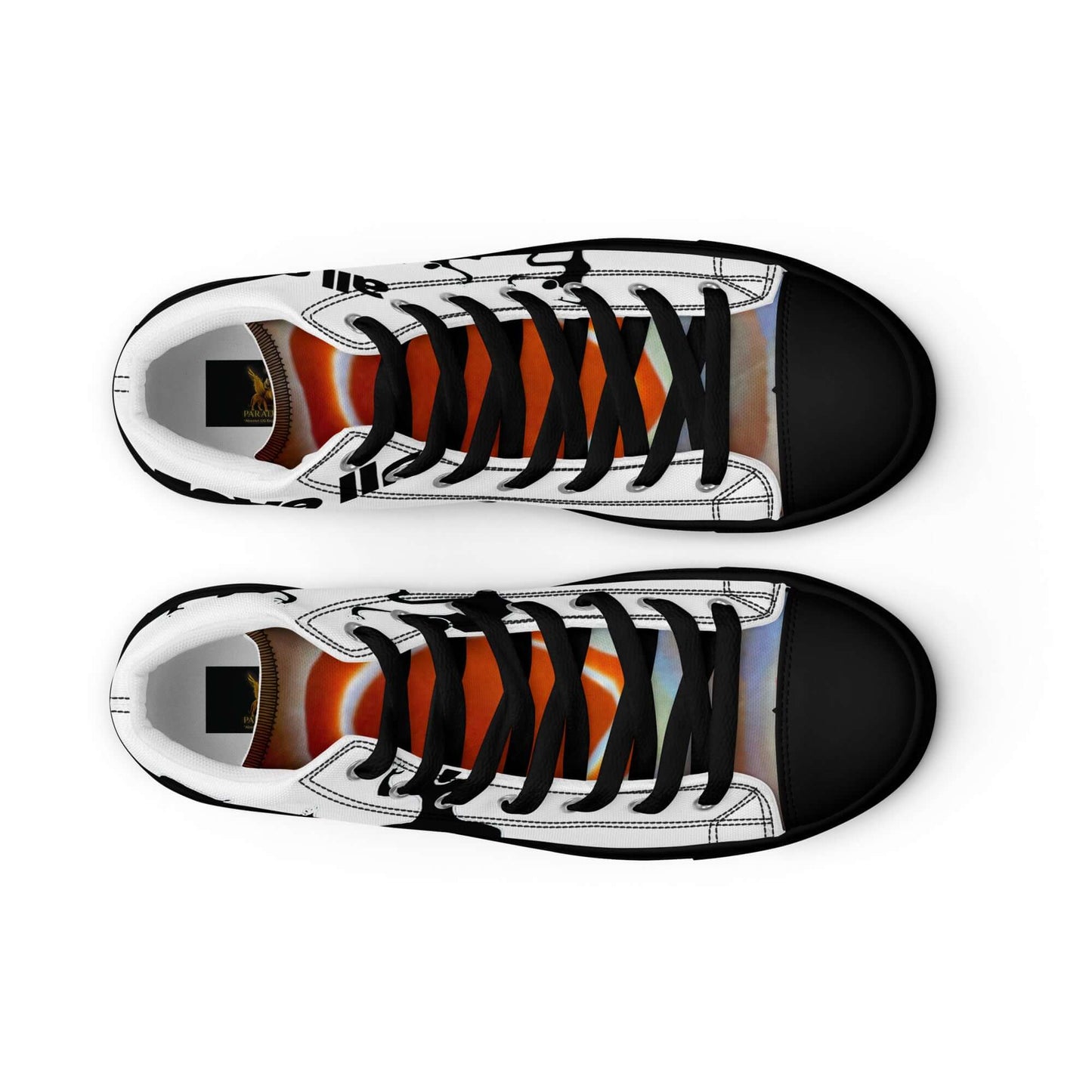 sneaker high top black for men, design print, red agate crystal, streetwear art design by paradiso og