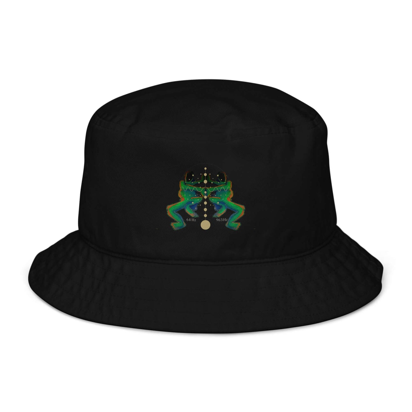 Bucket hat black streetwear art design multicolor green, orange and gold ain soph by paradiso OG