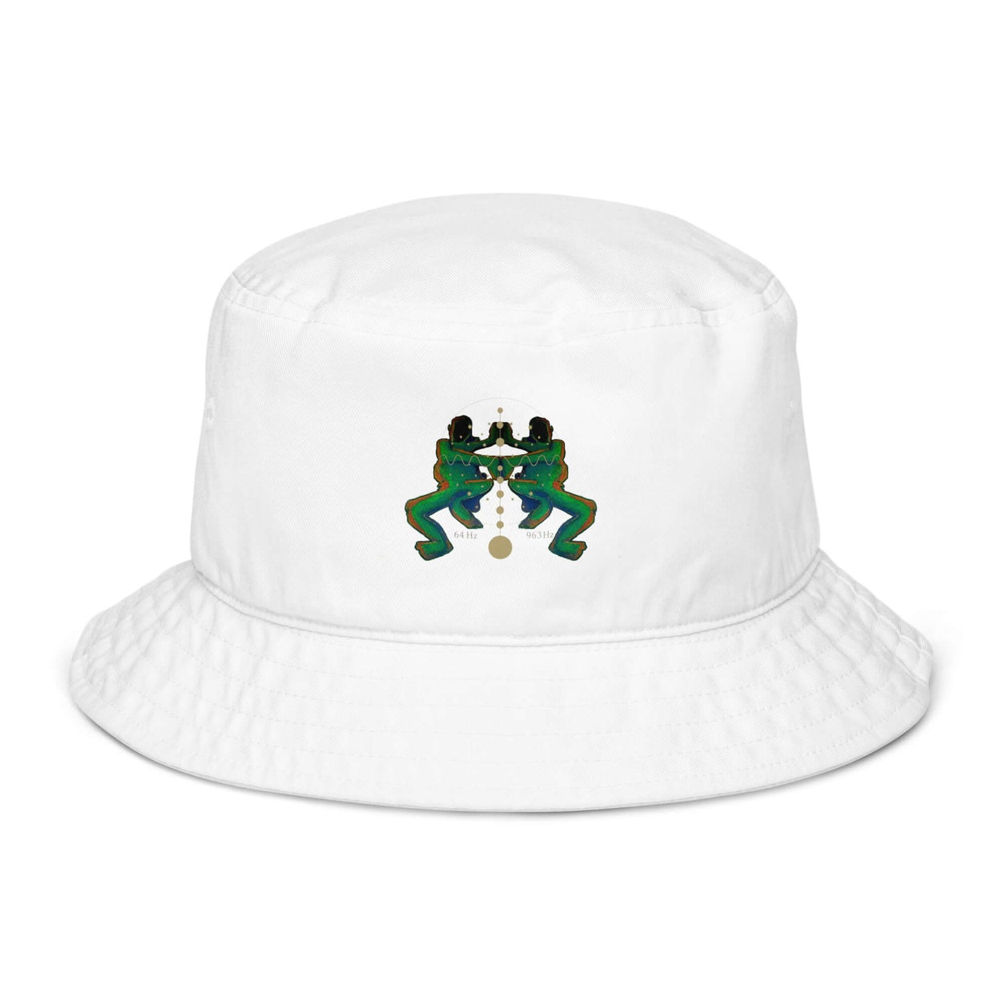 Accessoire Bucket hat, unique streetwear-art-design multicolor white gold green logo print creation by paradiso og