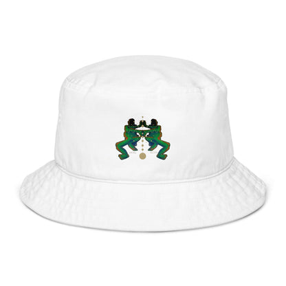 Accessoire Bucket hat, unique streetwear-art-design multicolor white gold green logo print creation by paradiso og