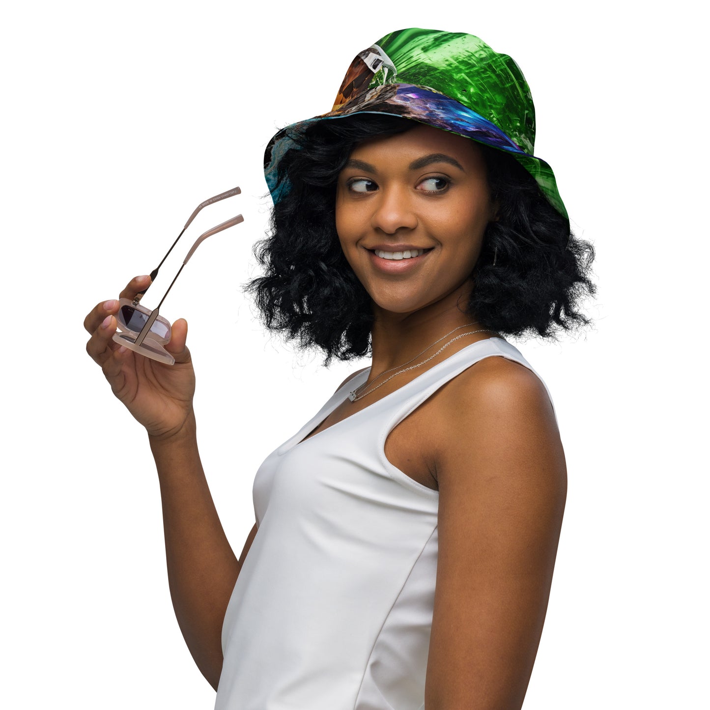 reversible all over print bucket hat with gemstone design by paradiso