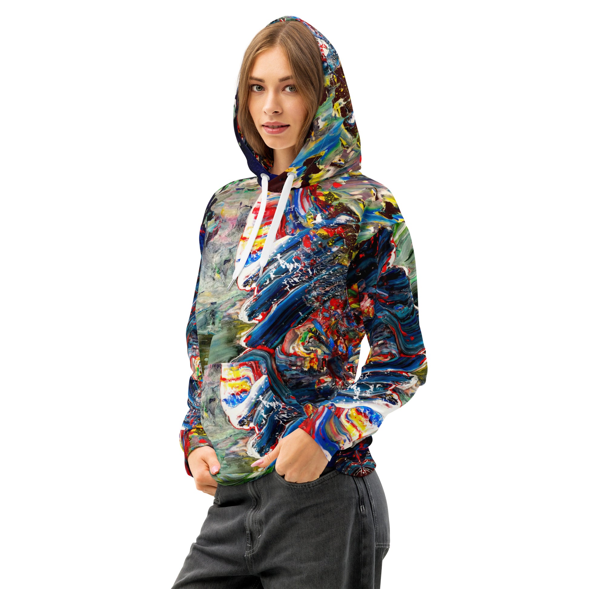 Unisex Hoodie Multicolor  streetwear Art Design exclusive by Paradiso og High Quality Front Mockup
