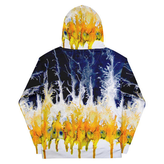 Hoodie exclusive and unique multicolor yellow, black, blue and white, with urban streetwear style Art Design by Paradiso OG