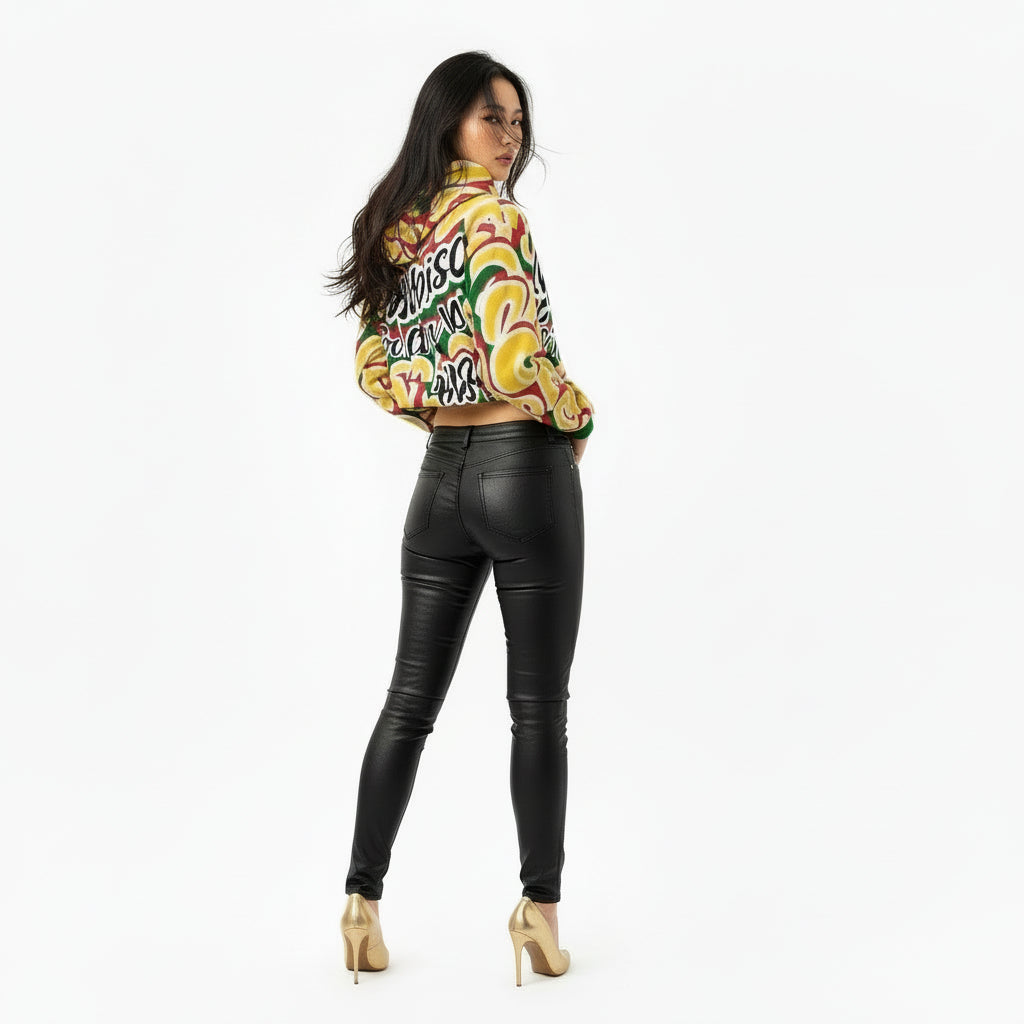 hoodie exclusive unique streetwear style, all over printed gold-yellow, red, green with words and numbers made by paradiso og urban streetwear label