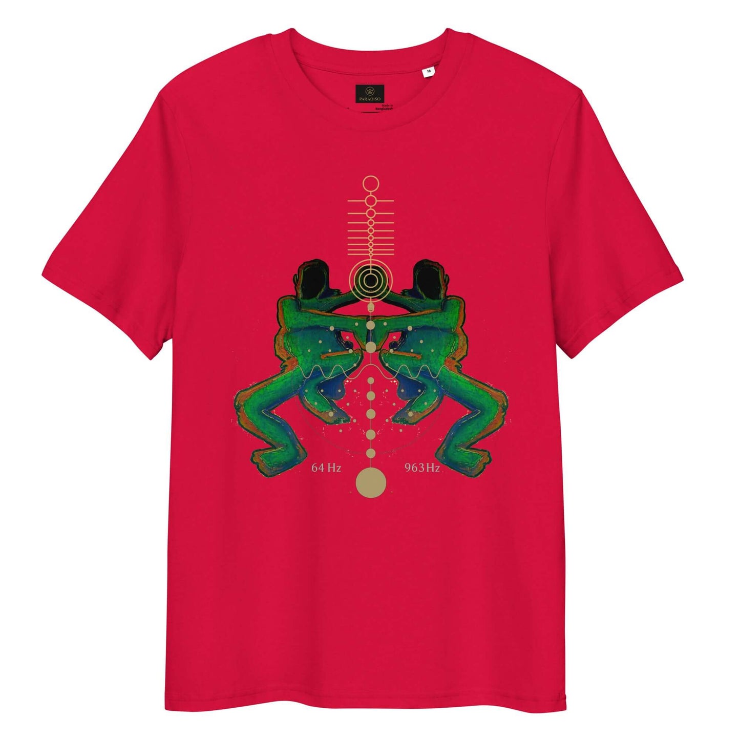 T-shirt art design print ain soph red, green, orange and gold by paradiso OG