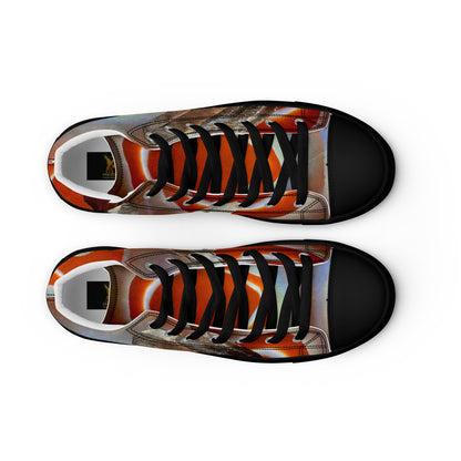 Sneaker Shoe high top canvas exclusive unique streetart style, all over printed red agate crystal art-design made by paradiso og label