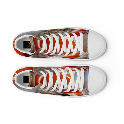 Product mockupSneaker Shoe high top canvas exclusive unique style, all over printed red agate crystal art-design made by paradiso og 