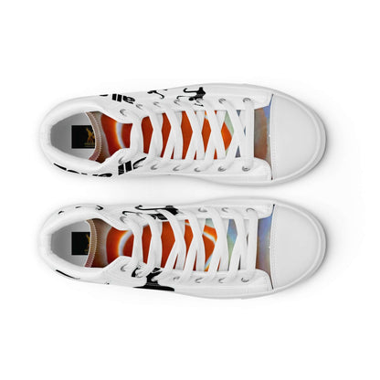 
sneaker high top white for men, design print, red agate crystal, streetwear art design by paradiso og
