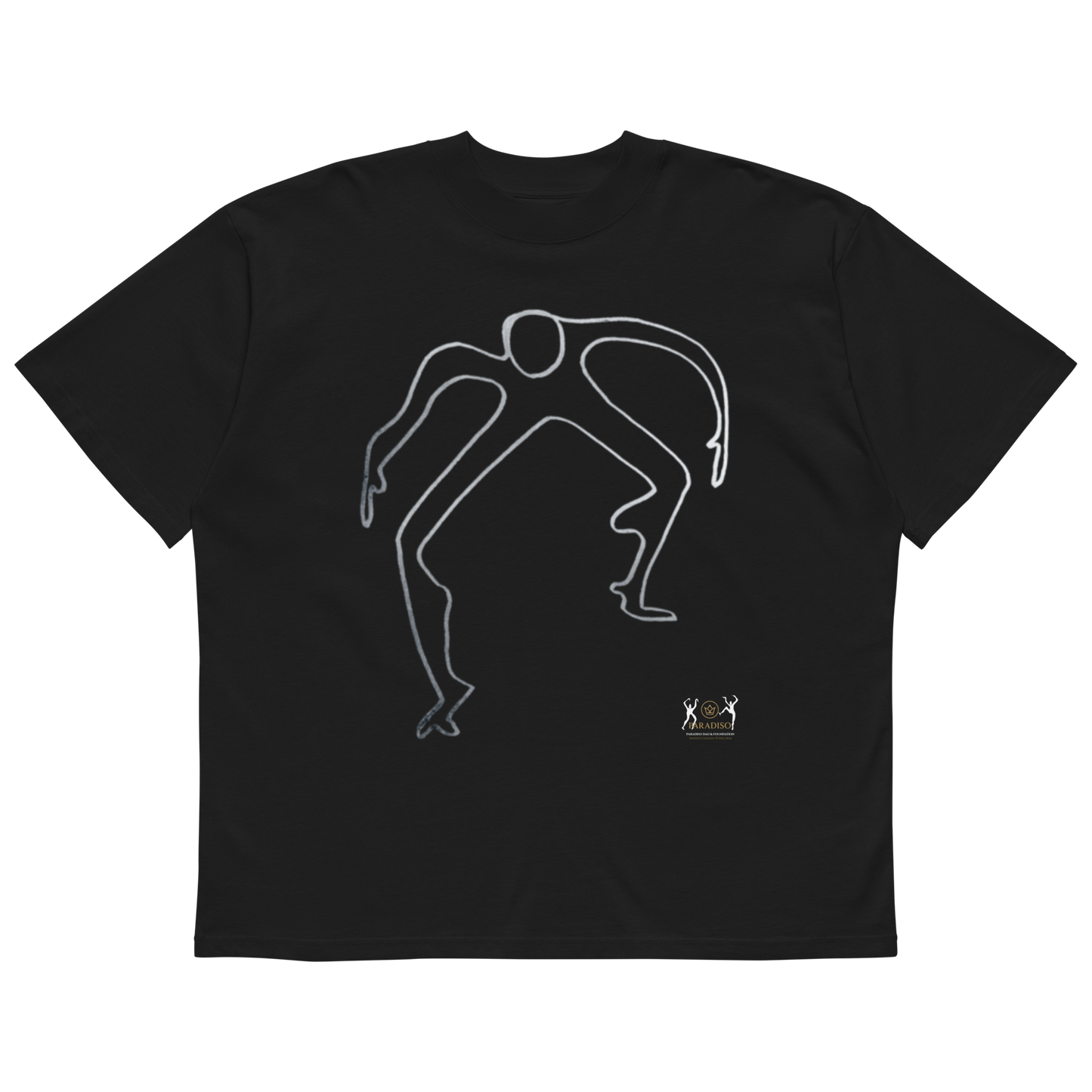 Paradiso No.10 Limited Edition Oversized T-Shirt in Black – Front View – NFT-Backed One-Liner Artwork by Solo Paradiso – Only 333 Ever Produced – Polygon Blockchain