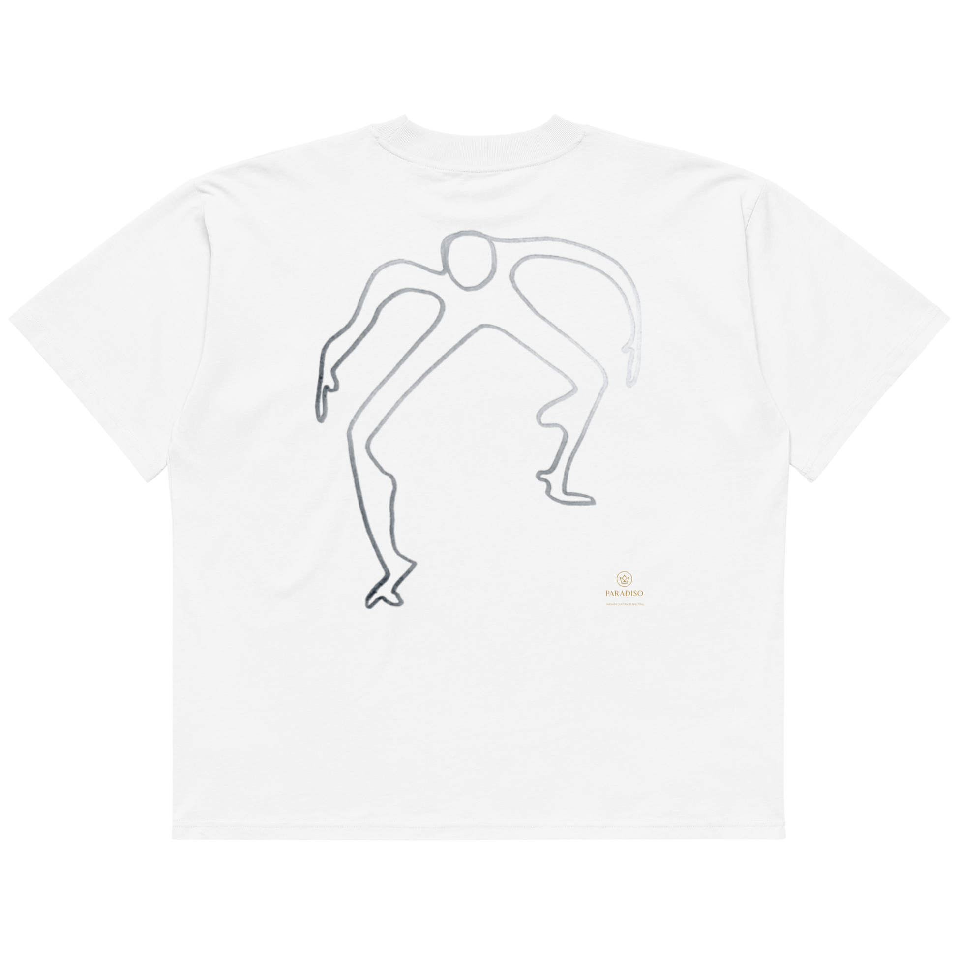 Paradiso No.10 Limited Edition Oversized T-Shirt in white – back View – NFT-Backed One-Liner Artwork by Solo Paradiso – Only 333 Ever Produced – Polygon Blockchain