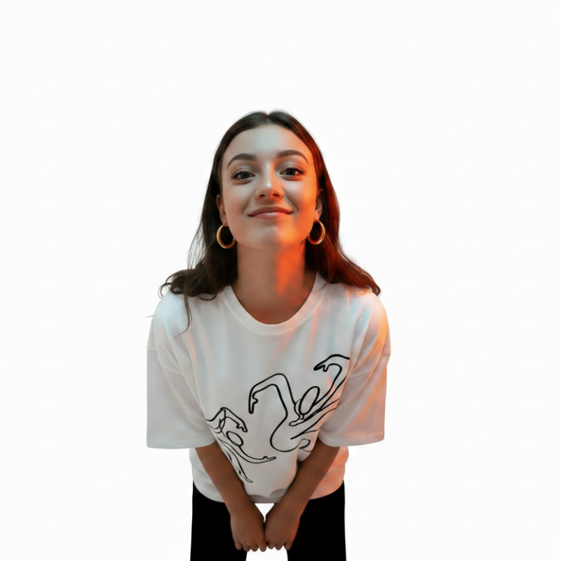 paradiso no96 limited-edition 333 oversized cotton tshirt-Model white front-nft-backed polygon solo paradiso one-liner