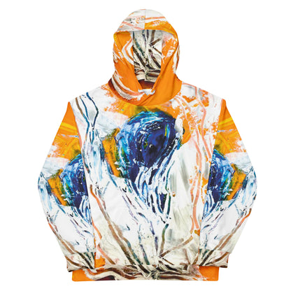 Hoodie exclusive colorful with art expression uprise all over art print, unisex cotton, design by Paradiso OG