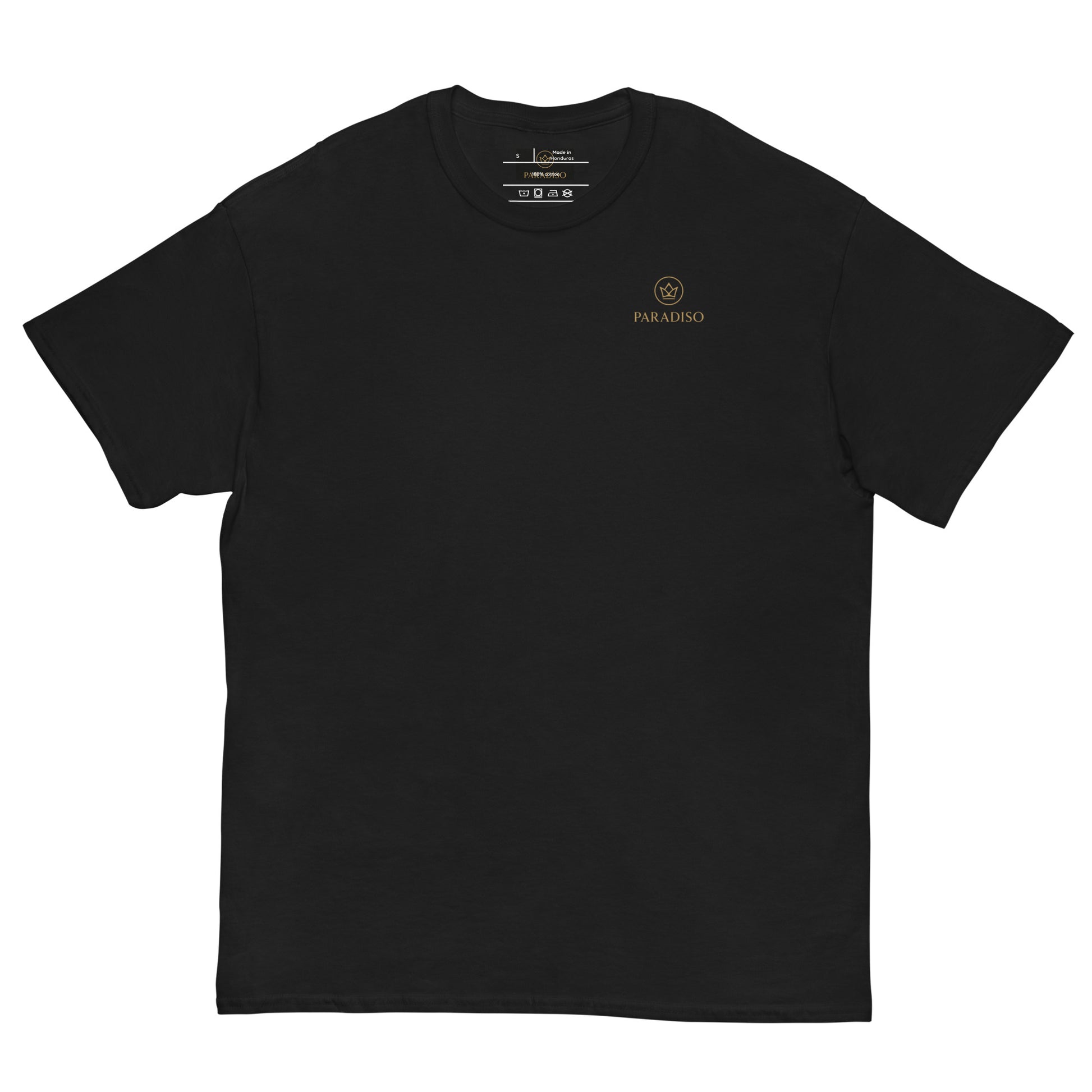 Absolut paradiso gold-crown label classic unisex tee black front.