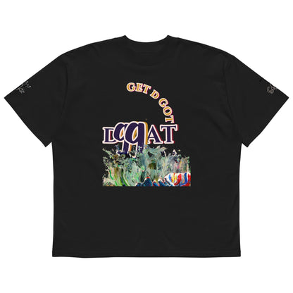 unisex t-shirt s090 organic oversized high neck-t-shirt black art-print design on front