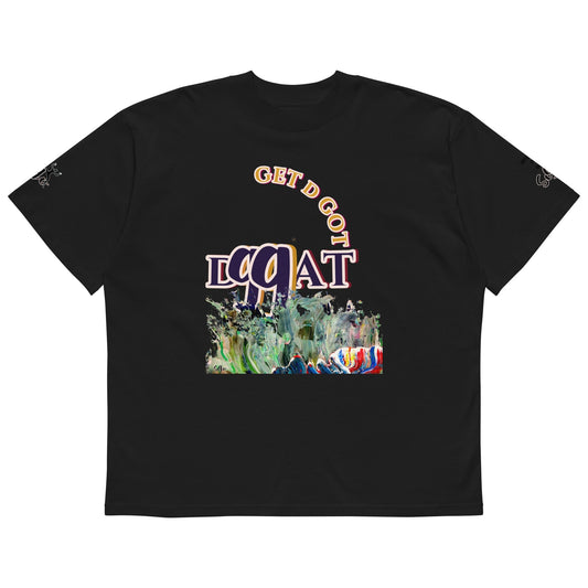 unisex t-shirt s090 organic oversized high neck-t-shirt black art-print design on front