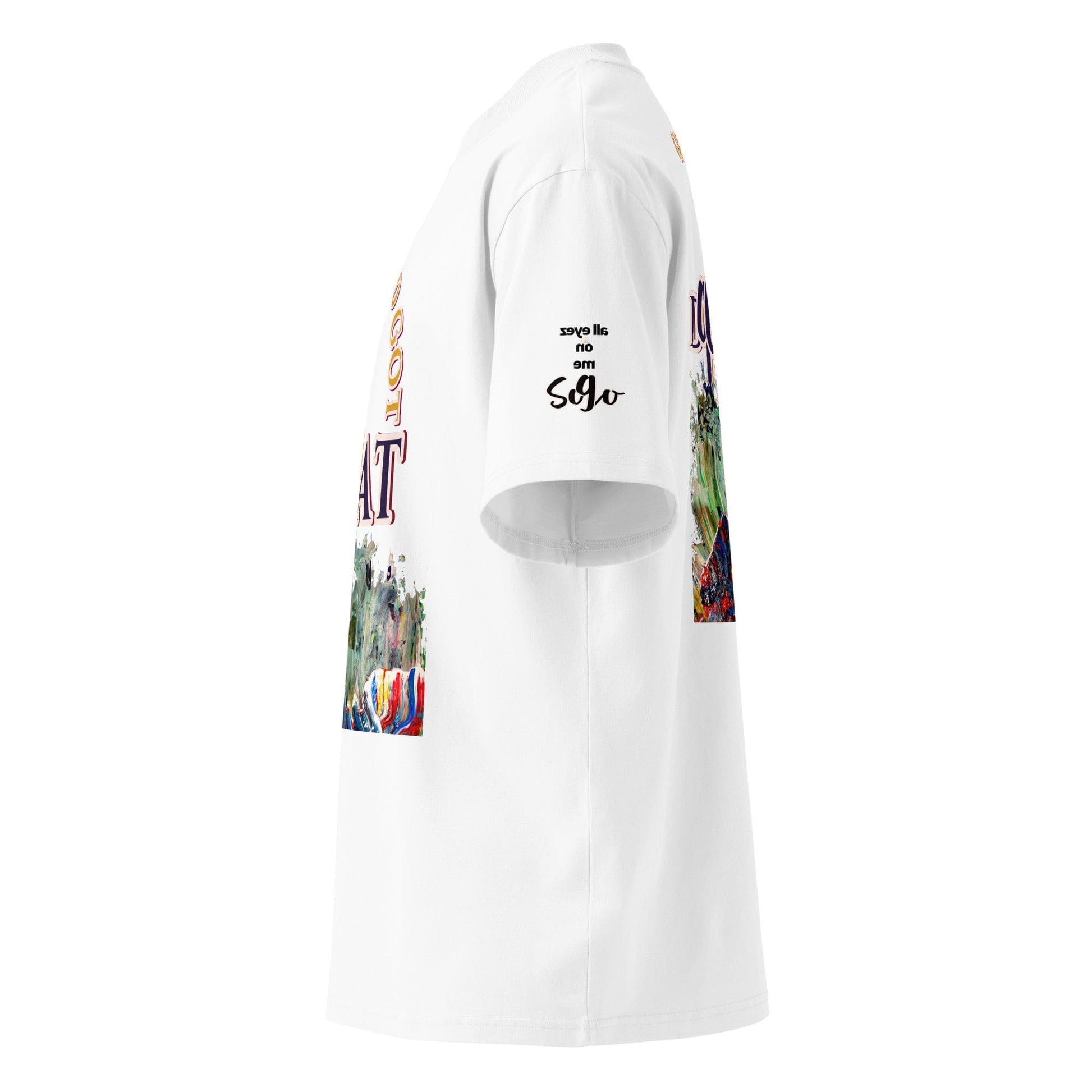 unisex s090 organic oversized-high-neck-t-shirt white left side logo print.
