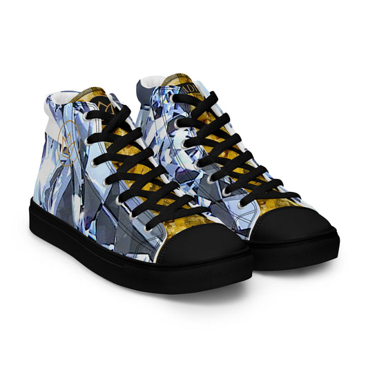 womens limited crystal diamond and gold high top canvas Sneakers with a exclusive, rare and luxury all over printed special diamond & gold color design made by absolut paradiso og, urban art streetwear fashion, phygitals an lifestyle brand. 