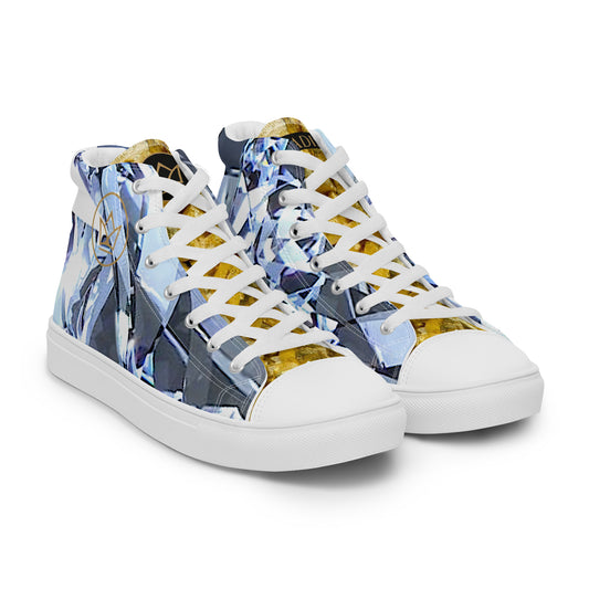 womens limited crystal diamond and gold high top canvas Sneakers with a exclusive, rare and luxury all over printed special diamond & gold color design made by absolut paradiso og, urban art streetwear fashion, phygitals an lifestyle brand. 
